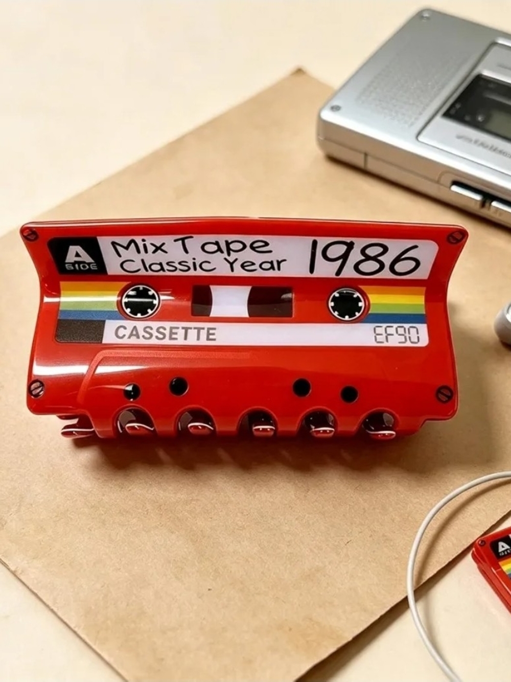 Red Retro Mix Tape Hair Clip